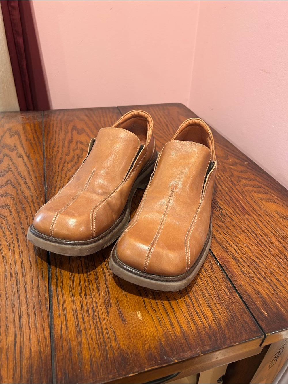 Aldo Men's Slip-On Leather Shoes in Tan Made in Italy